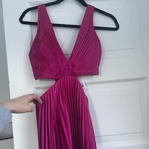 Elegant Fuchsia Pleated Dress